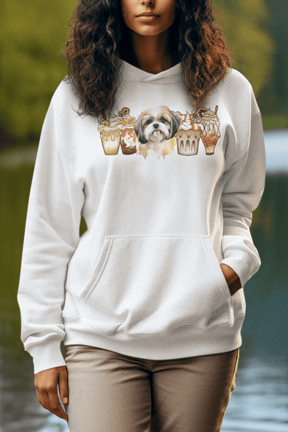 Shih Tzu With Ice Coffee Hooded Sweatshirt - Shih Tzu Gifts