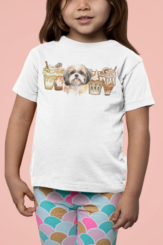 Shih Tzu With Ice Coffee Youth Short Sleeve Tee