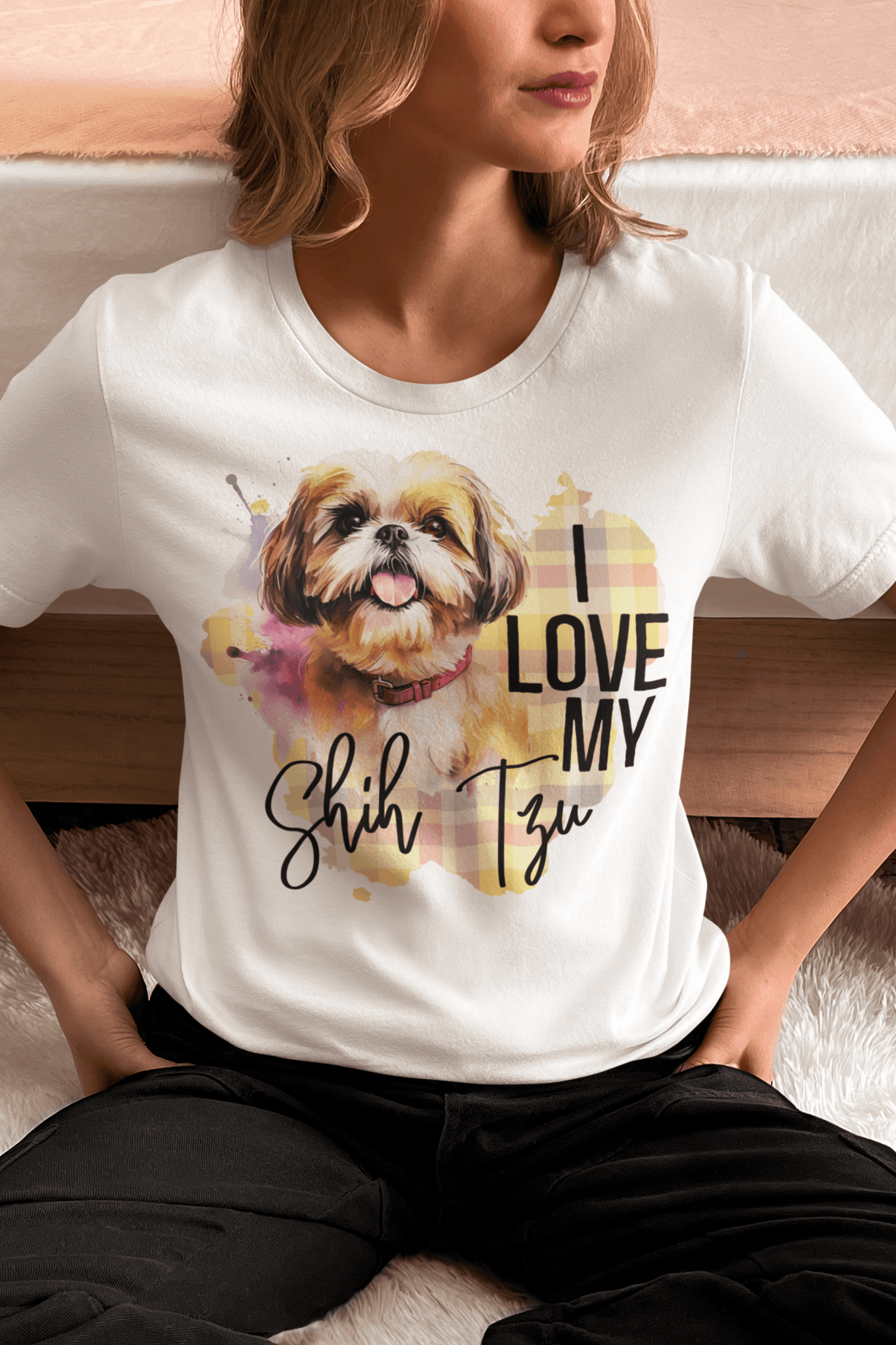 LEVLO Borsa A Tracolla In Tela Con Frasi Shih Tzu - Regalo Per Amanti Dei Cani, Stampa 3D, 14,5x21,5 Cm