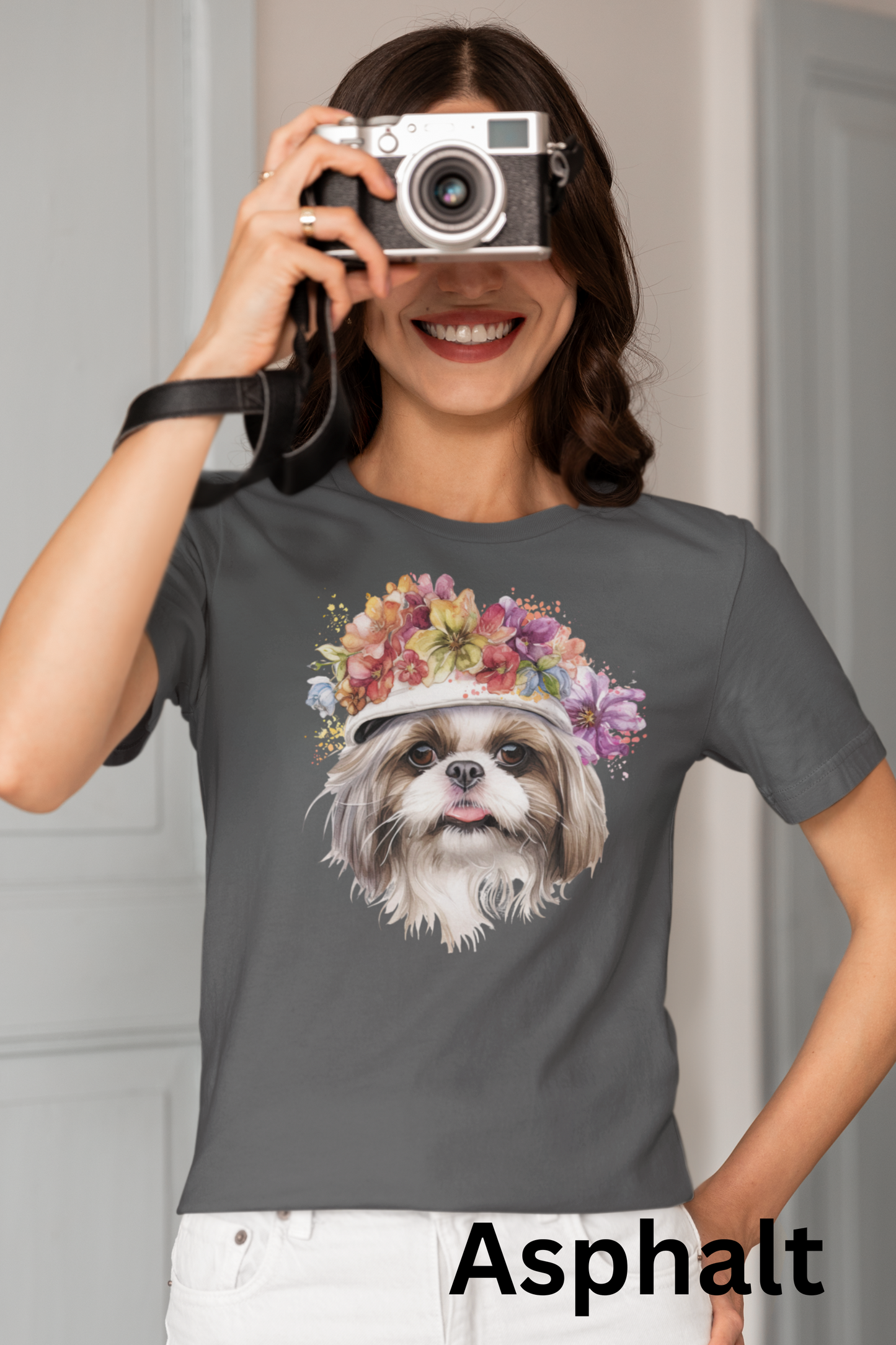 Shih Tzu With Flowers Hat T-Shirt