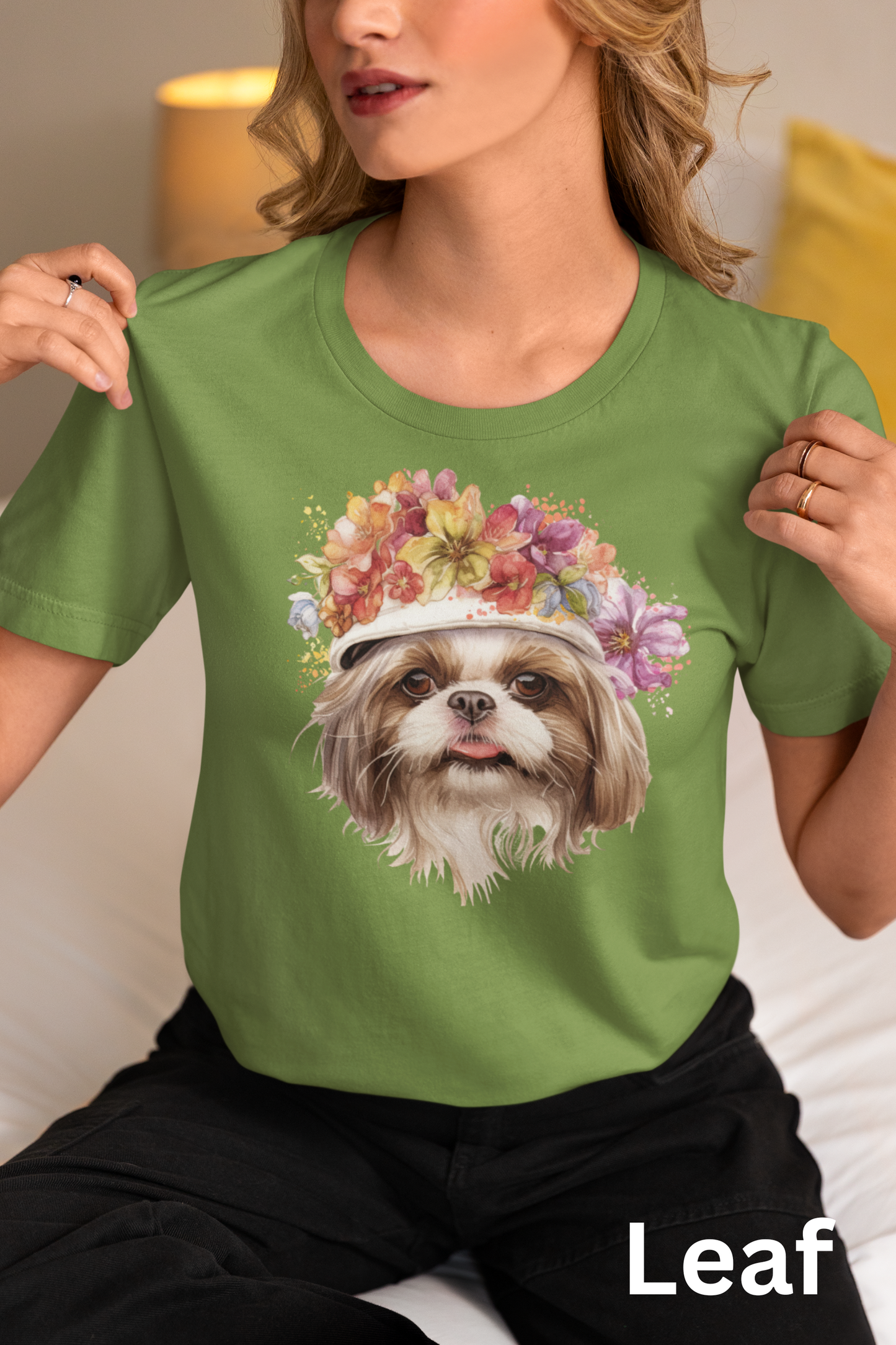 Shih Tzu With Flowers Hat T-Shirt