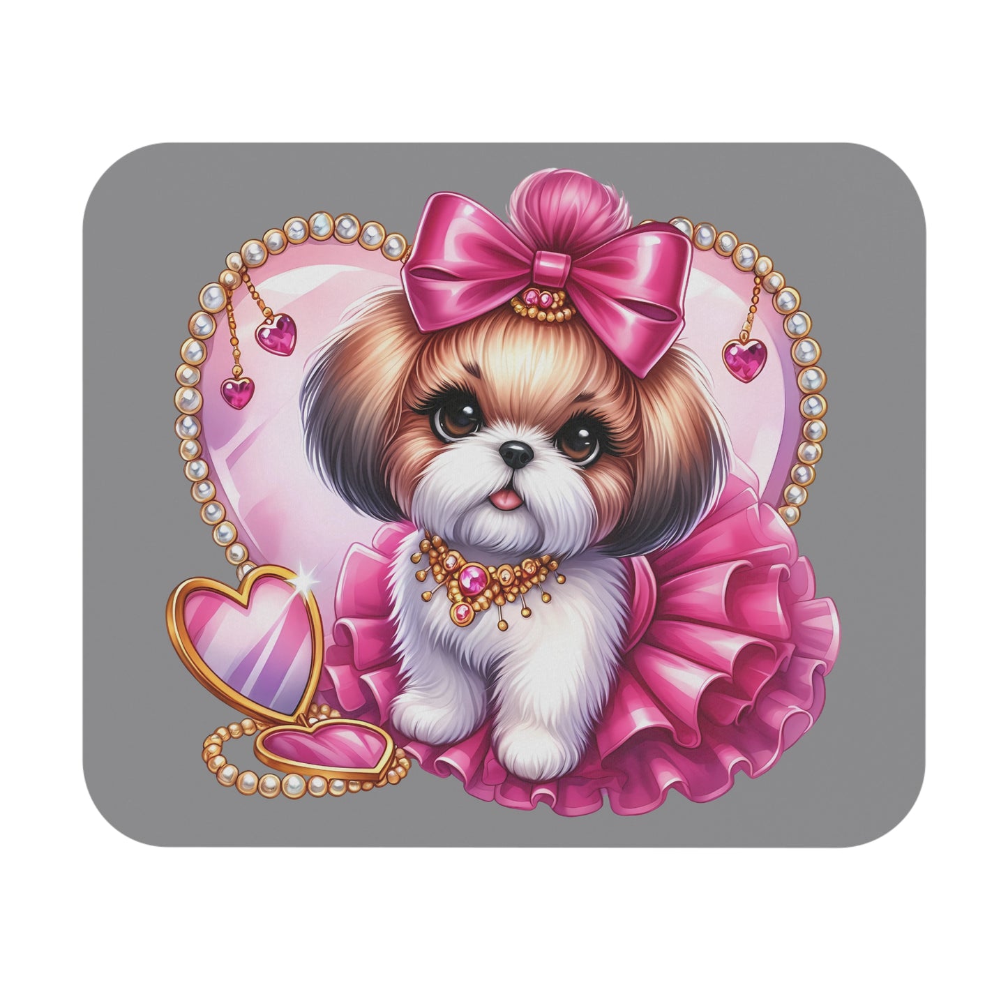 Pink Bow Shih Tzu Mouse Pad