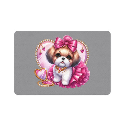 Pink Bow Shih Tzu Pet Food Mat - Shih Tzu Gifts