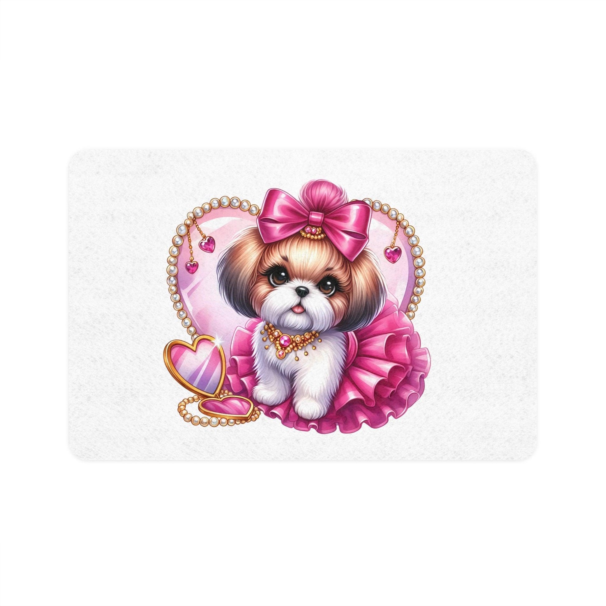 Pink Bow Shih Tzu Pet Food Mat - Shih Tzu Gifts