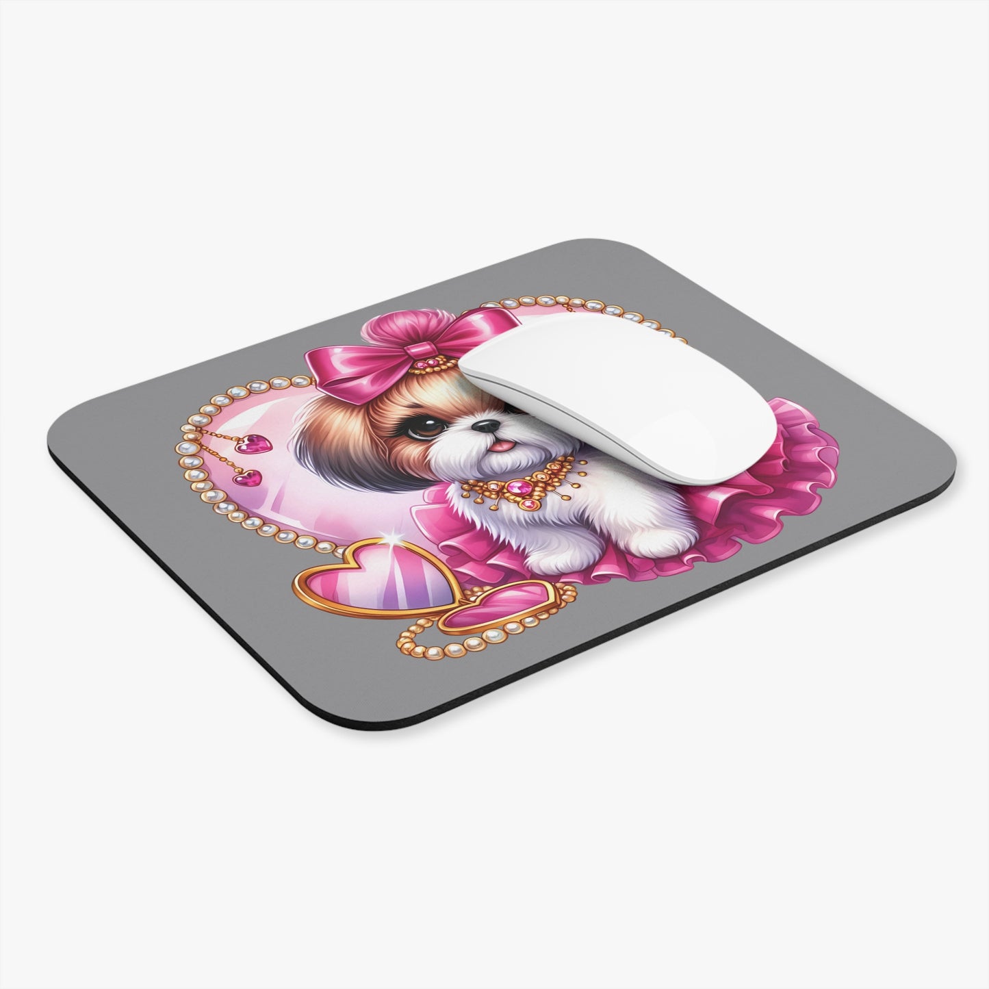 Pink Bow Shih Tzu Mouse Pad