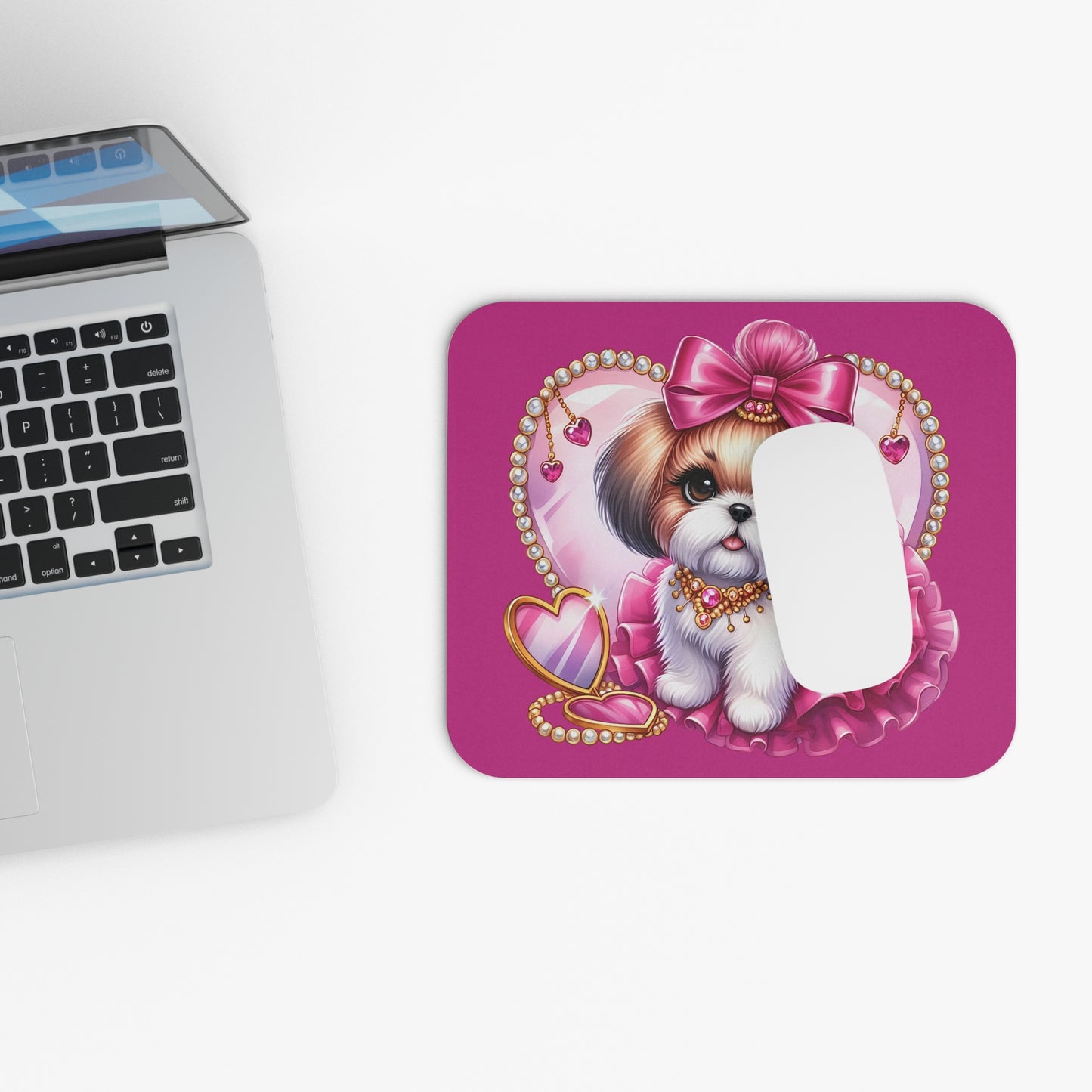 Pink Bow Shih Tzu Mouse Pad