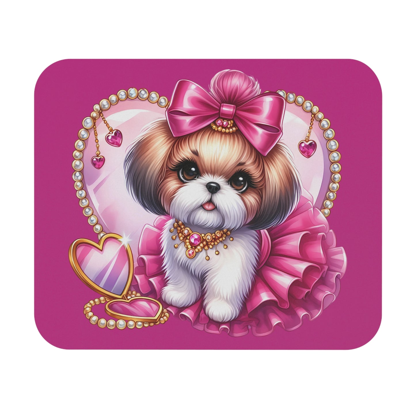 Pink Bow Shih Tzu Mouse Pad