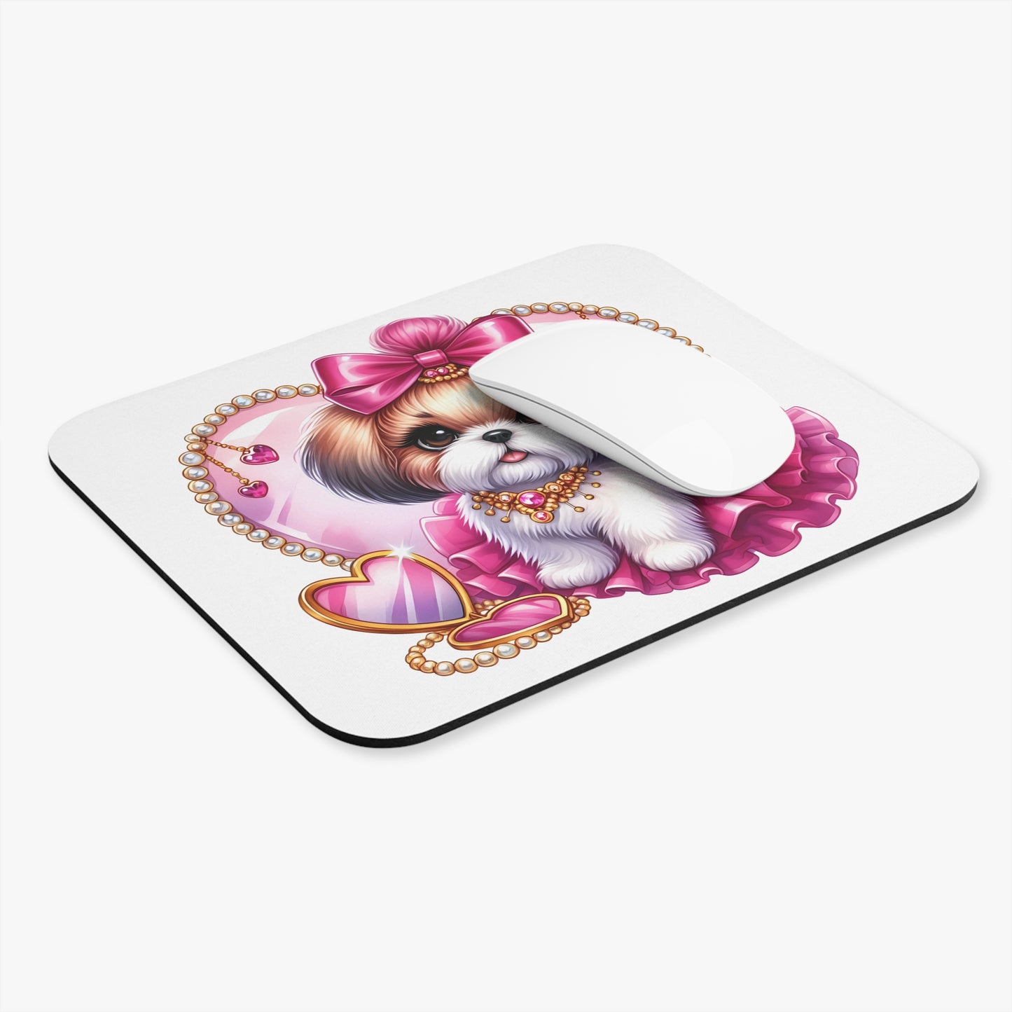 Pink Bow Shih Tzu Mouse Pad