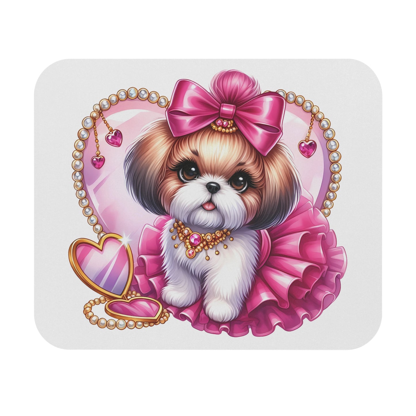 Pink Bow Shih Tzu Mouse Pad