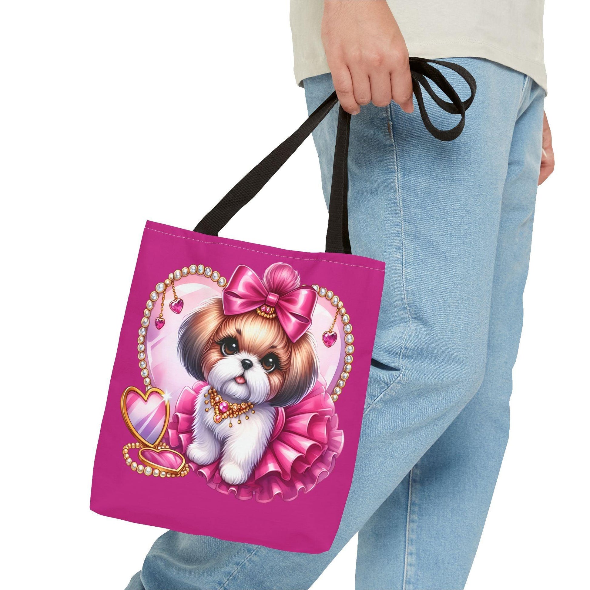 Pink Bow Shih Tzu Tote Bag - Shih Tzu Gifts