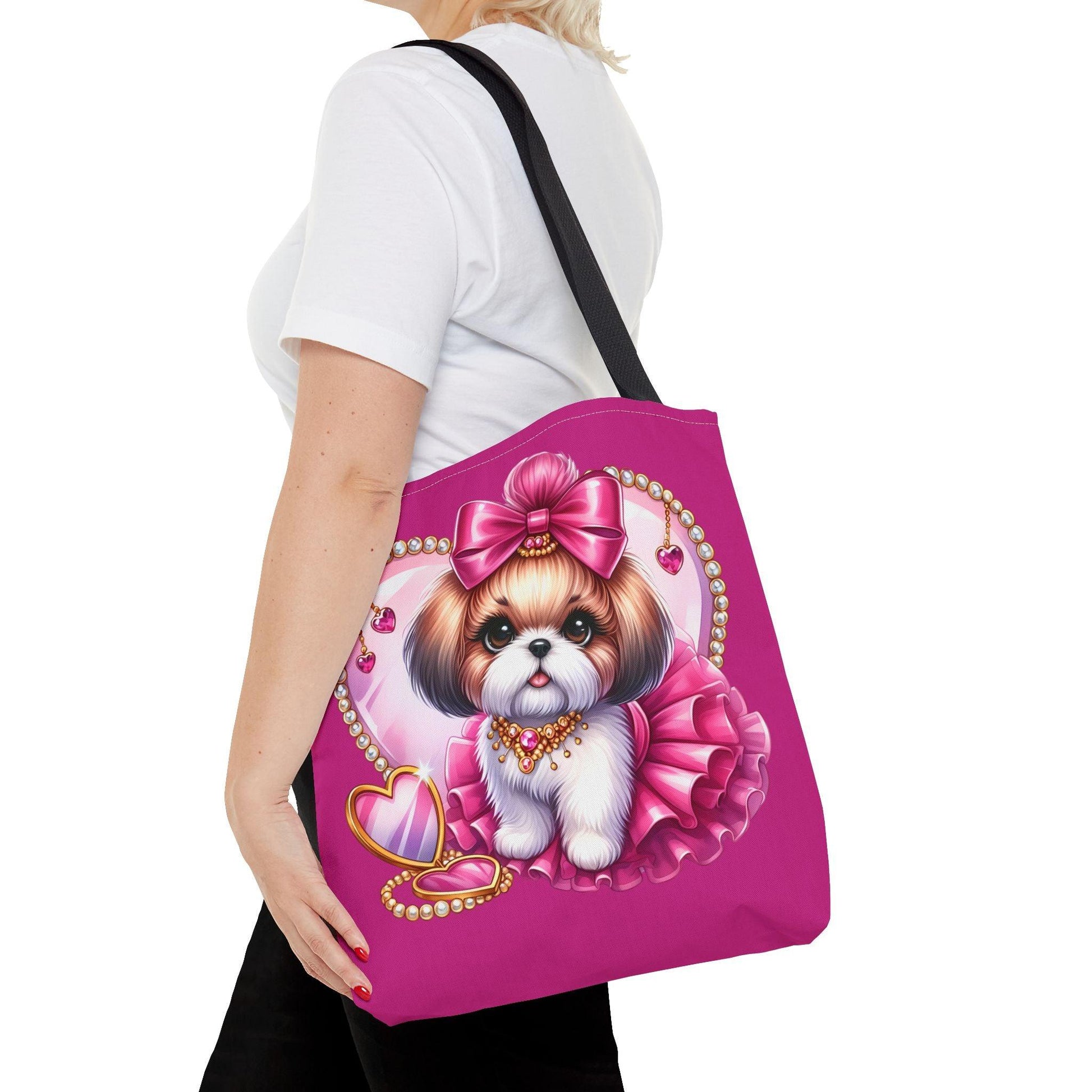 Pink Bow Shih Tzu Tote Bag - Shih Tzu Gifts