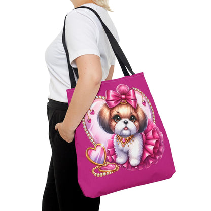 Pink Bow Shih Tzu Tote Bag - Shih Tzu Gifts