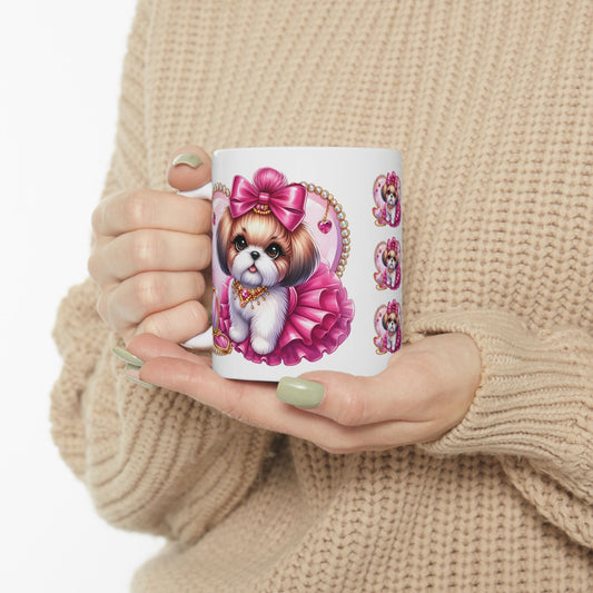 Pink Bow Shih Tzu Ceramic Mug