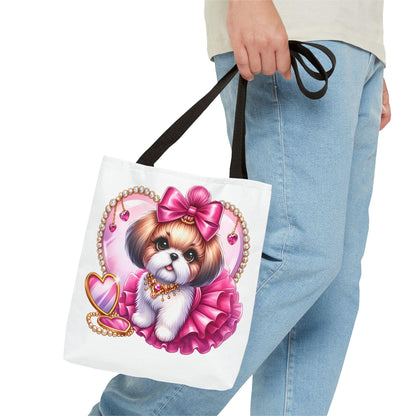 Pink Bow Shih Tzu Tote Bag - Shih Tzu Gifts