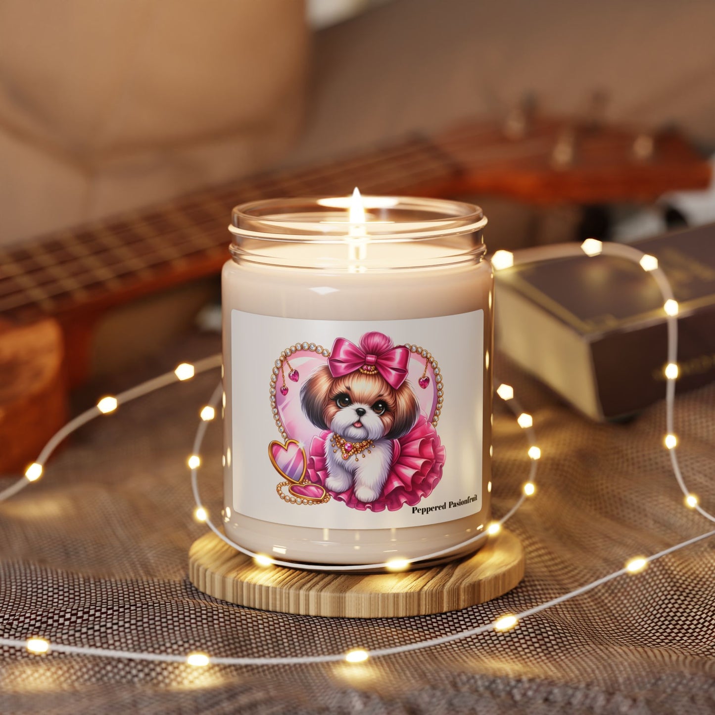 Pink Bow Shih Tzu Scented Soy Candle, 9oz