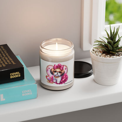 Pink Bow Shih Tzu Scented Soy Candle, 9oz