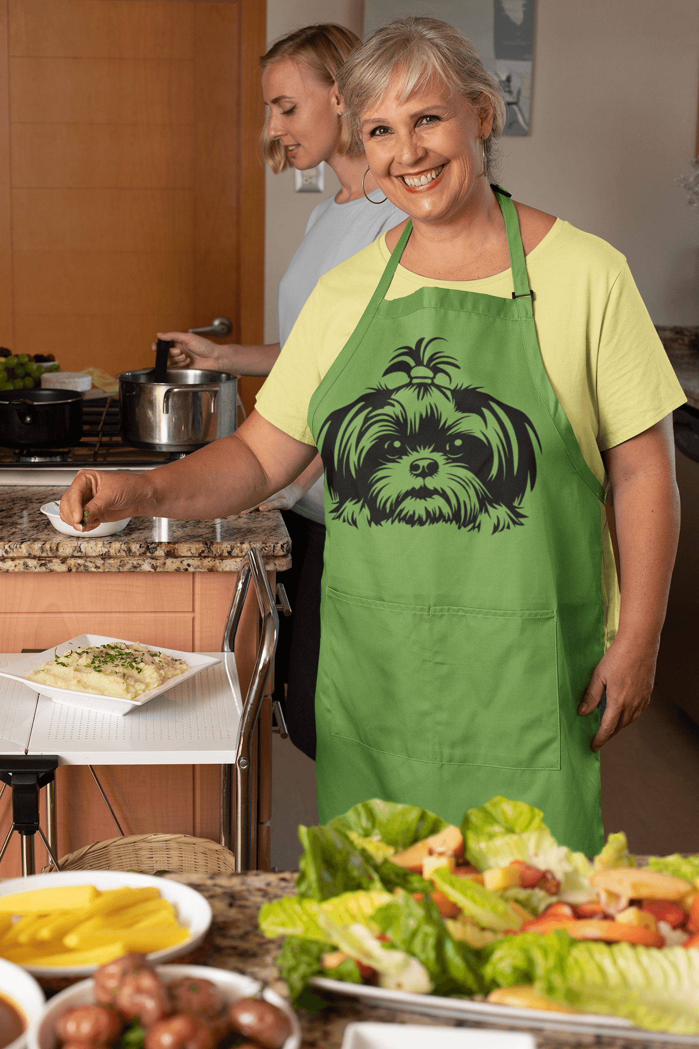 Shih-Tzu-Black-and-White-white-Apron - Shih Tzu Gifts