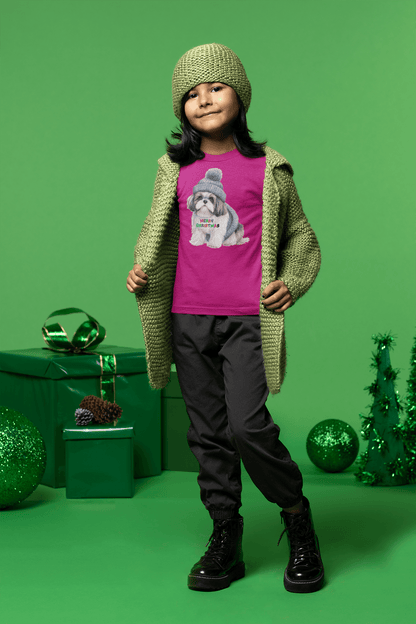 Merry Christmas Shih Tzu Tee - Festive Holiday Shirt for Kids - Shih Tzu Gifts