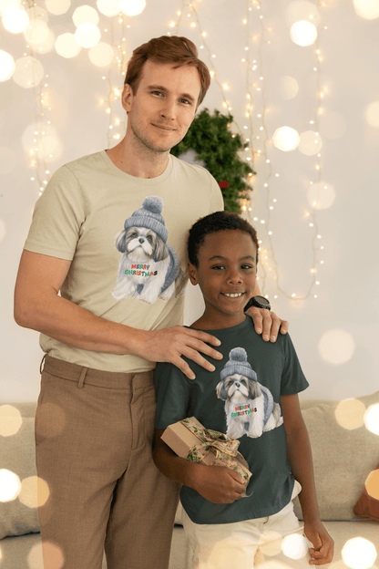 Merry Christmas Shih Tzu Tee - Festive Holiday Shirt for Kids - Shih Tzu Gifts