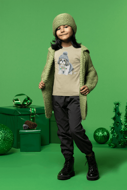 Merry Christmas Shih Tzu Tee - Festive Holiday Shirt for Kids - Shih Tzu Gifts