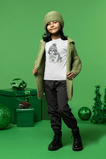 Merry Christmas Shih Tzu Tee - Festive Holiday Shirt for Kids - Shih Tzu Gifts