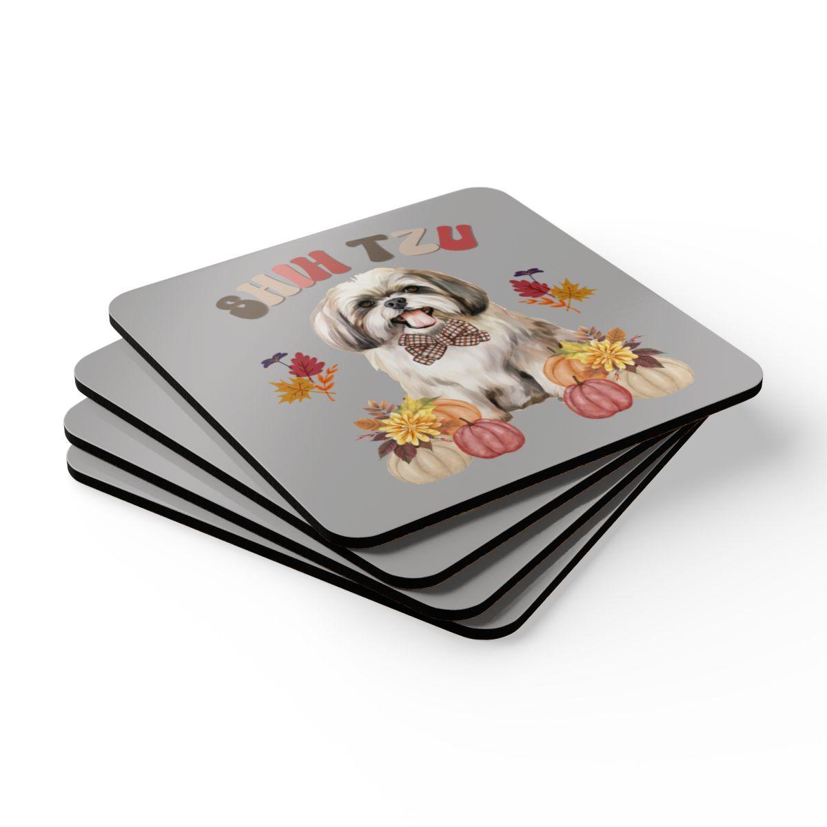 Shih Tzu In Fall Corkwood Coaster Set - Shih Tzu Gifts