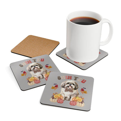 Shih Tzu In Fall Corkwood Coaster Set - Shih Tzu Gifts