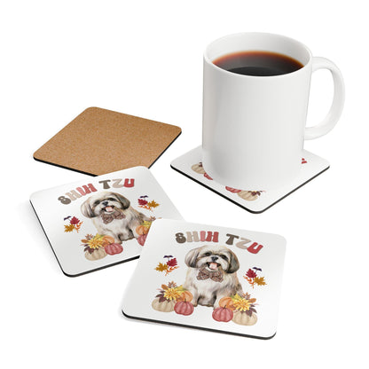 Shih Tzu In Fall Corkwood Coaster Set - Shih Tzu Gifts