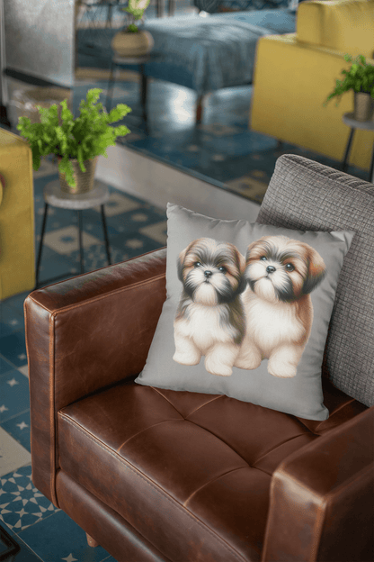 Two Babies Shih Tzu Square Pillow - Shih Tzu Gifts