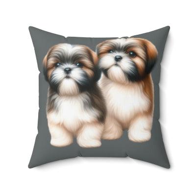 Two Babies Shih Tzu Square Pillow - Shih Tzu Gifts