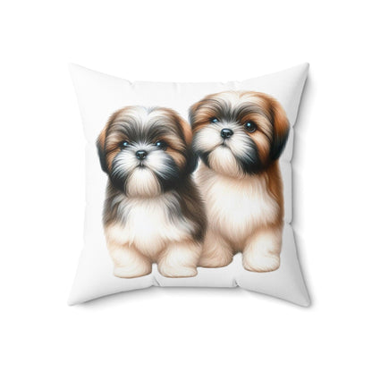 Two Babies Shih Tzu Square Pillow - Shih Tzu Gifts