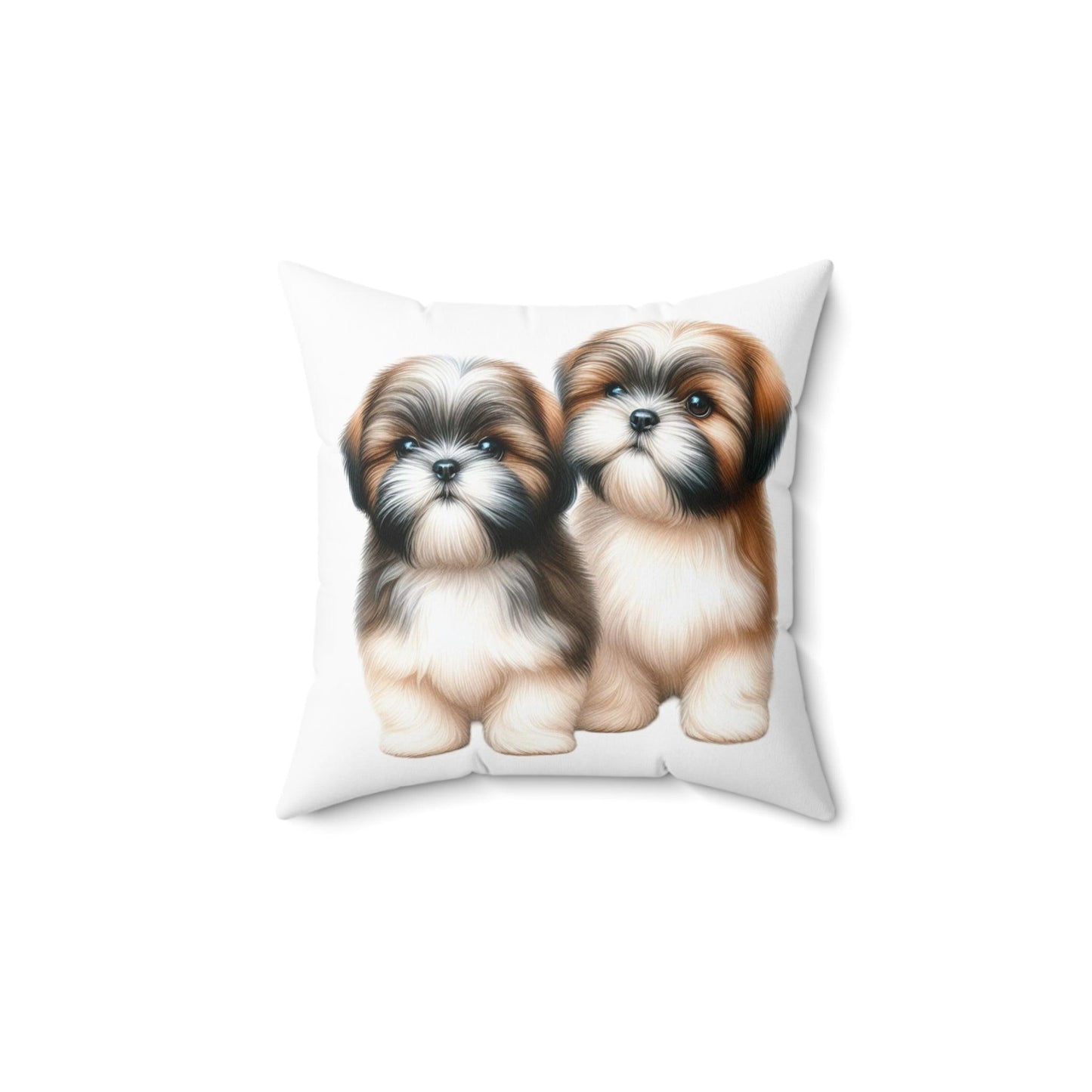 Two Babies Shih Tzu Square Pillow - Shih Tzu Gifts