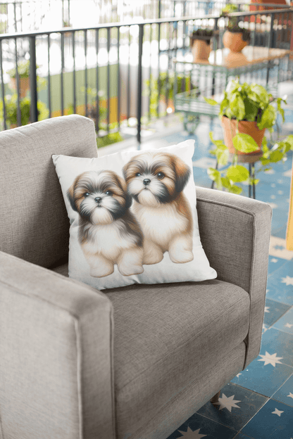 Two Babies Shih Tzu Square Pillow - Shih Tzu Gifts