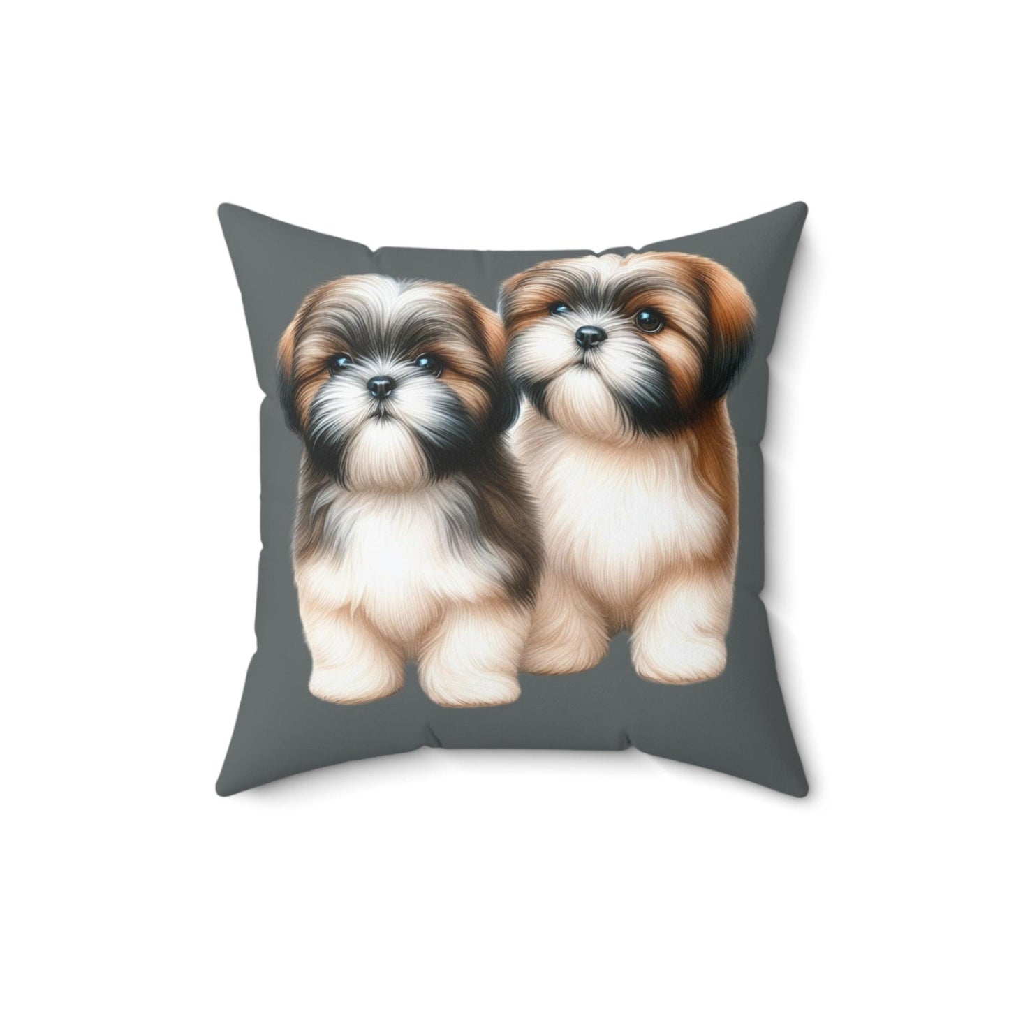 Two Babies Shih Tzu Square Pillow - Shih Tzu Gifts