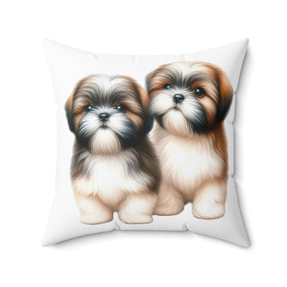 Two Babies Shih Tzu Square Pillow - Shih Tzu Gifts