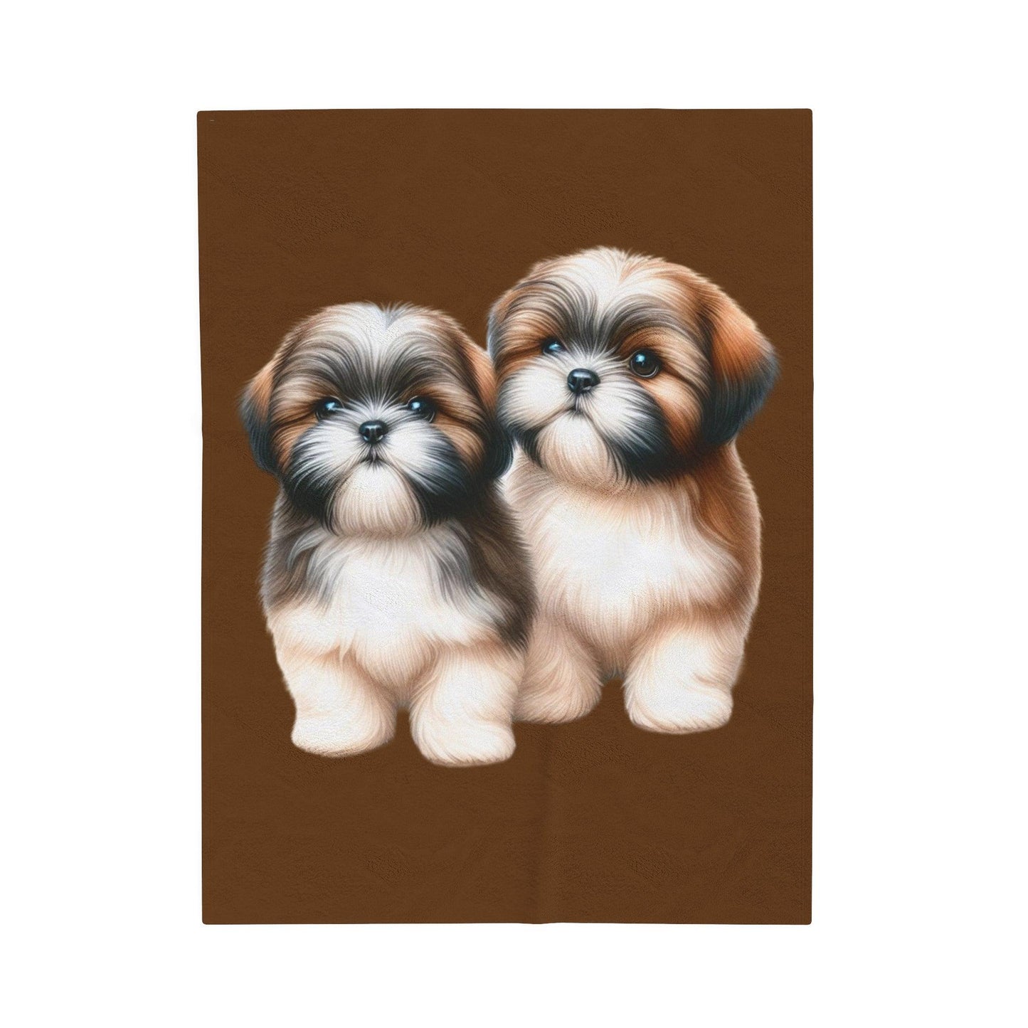 Two Babies Shih Tzu Velveteen Plush Blanket - Shih Tzu Gifts