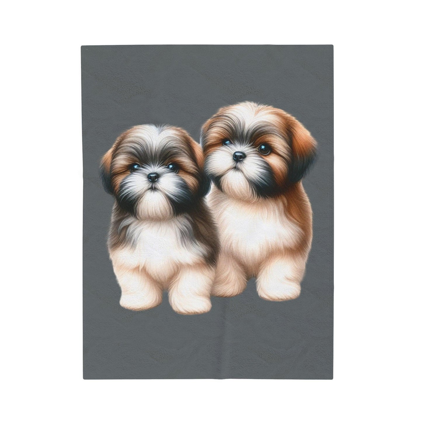 Two Babies Shih Tzu Velveteen Plush Blanket - Shih Tzu Gifts