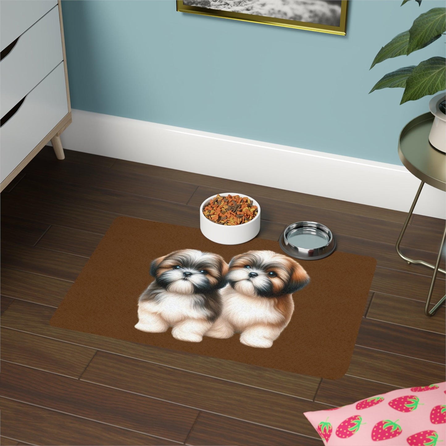 Two Babies Shih Tzu Pet Food Mat - Shih Tzu Gifts