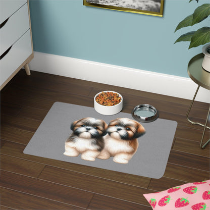 Two Babies Shih Tzu Pet Food Mat - Shih Tzu Gifts