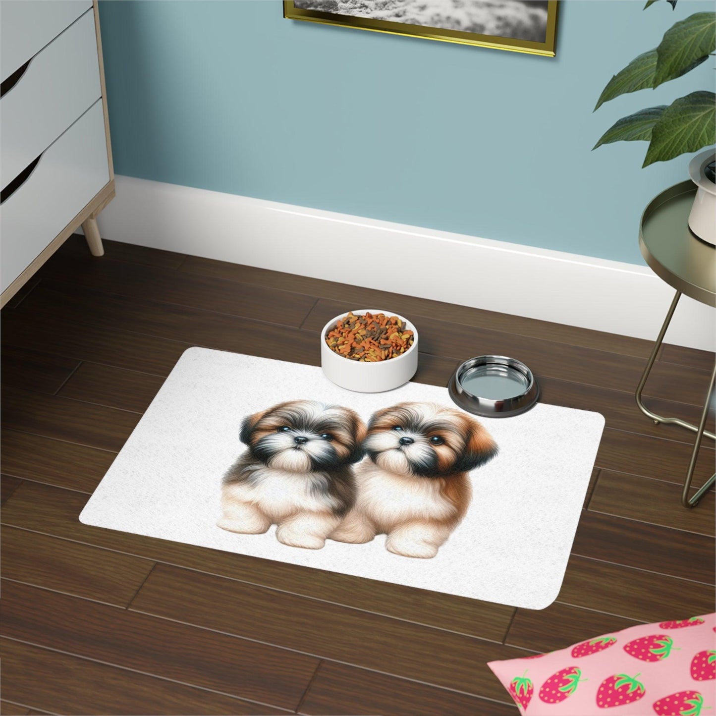 Two Babies Shih Tzu Pet Food Mat - Shih Tzu Gifts