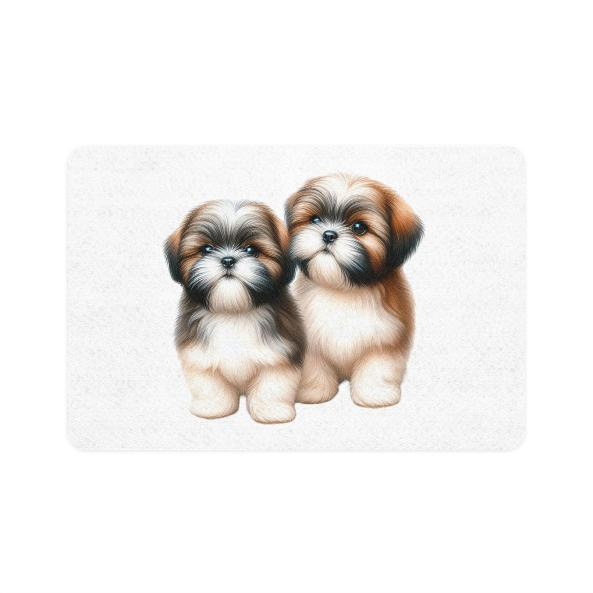 Two Babies Shih Tzu Pet Food Mat - Shih Tzu Gifts