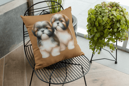 Two Babies Shih Tzu Square Pillow - Shih Tzu Gifts