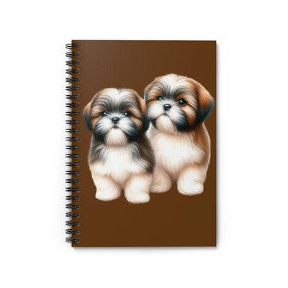 Two Babies Shih Tzu Ruled Line Spiral Notebook - Shih Tzu Gifts