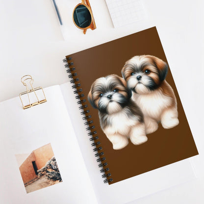 Two Babies Shih Tzu Ruled Line Spiral Notebook - Shih Tzu Gifts