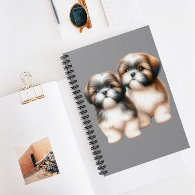 Two Babies Shih Tzu Ruled Line Spiral Notebook - Shih Tzu Gifts