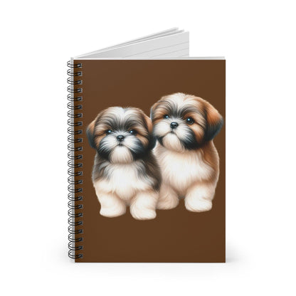 Two Babies Shih Tzu Ruled Line Spiral Notebook - Shih Tzu Gifts