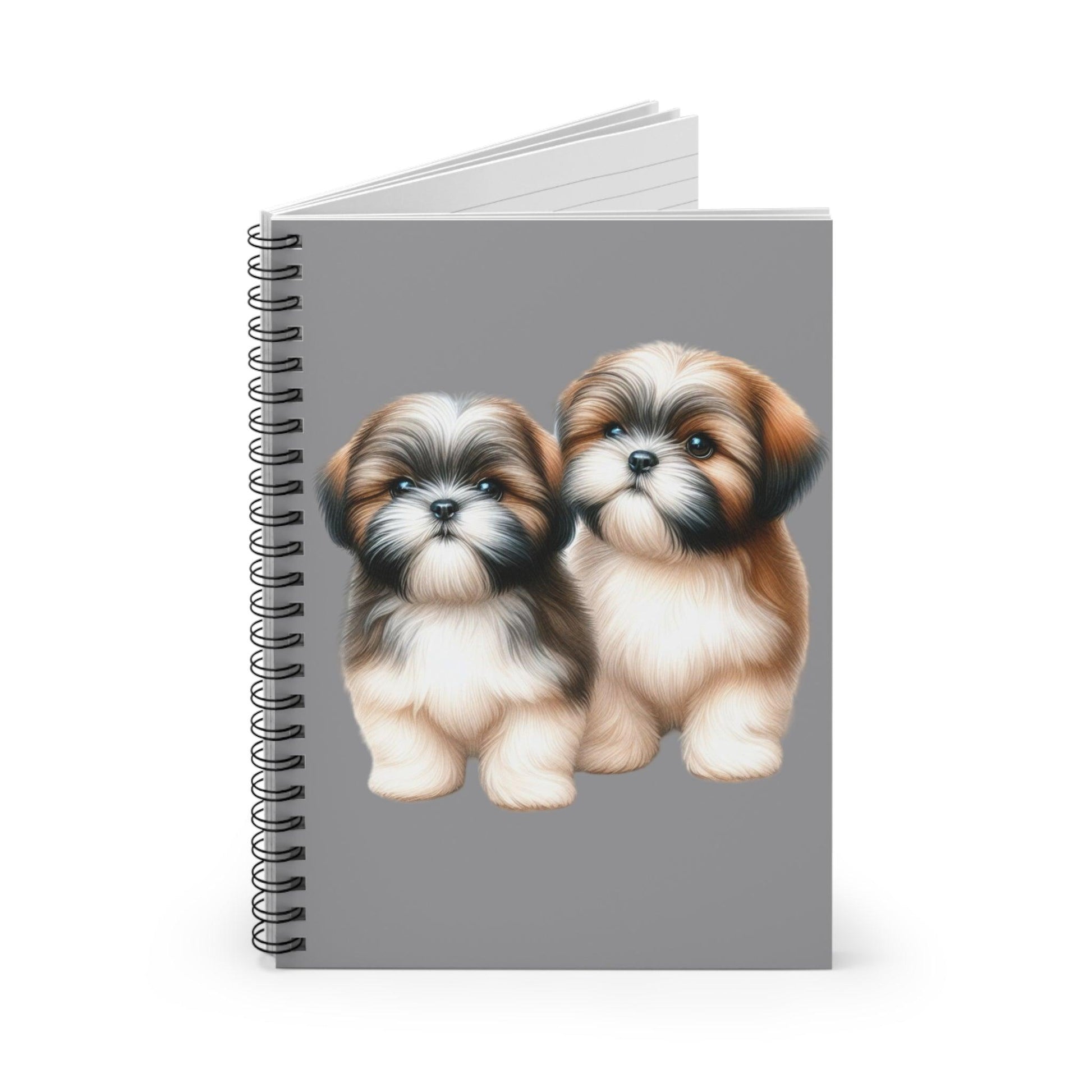 Two Babies Shih Tzu Ruled Line Spiral Notebook - Shih Tzu Gifts