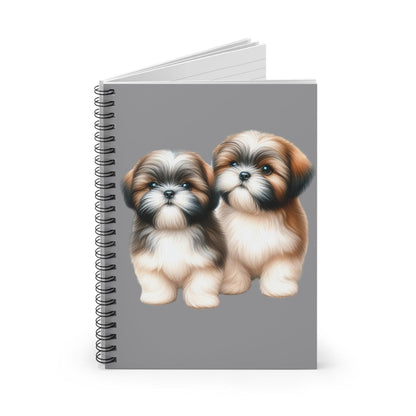 Two Babies Shih Tzu Ruled Line Spiral Notebook - Shih Tzu Gifts