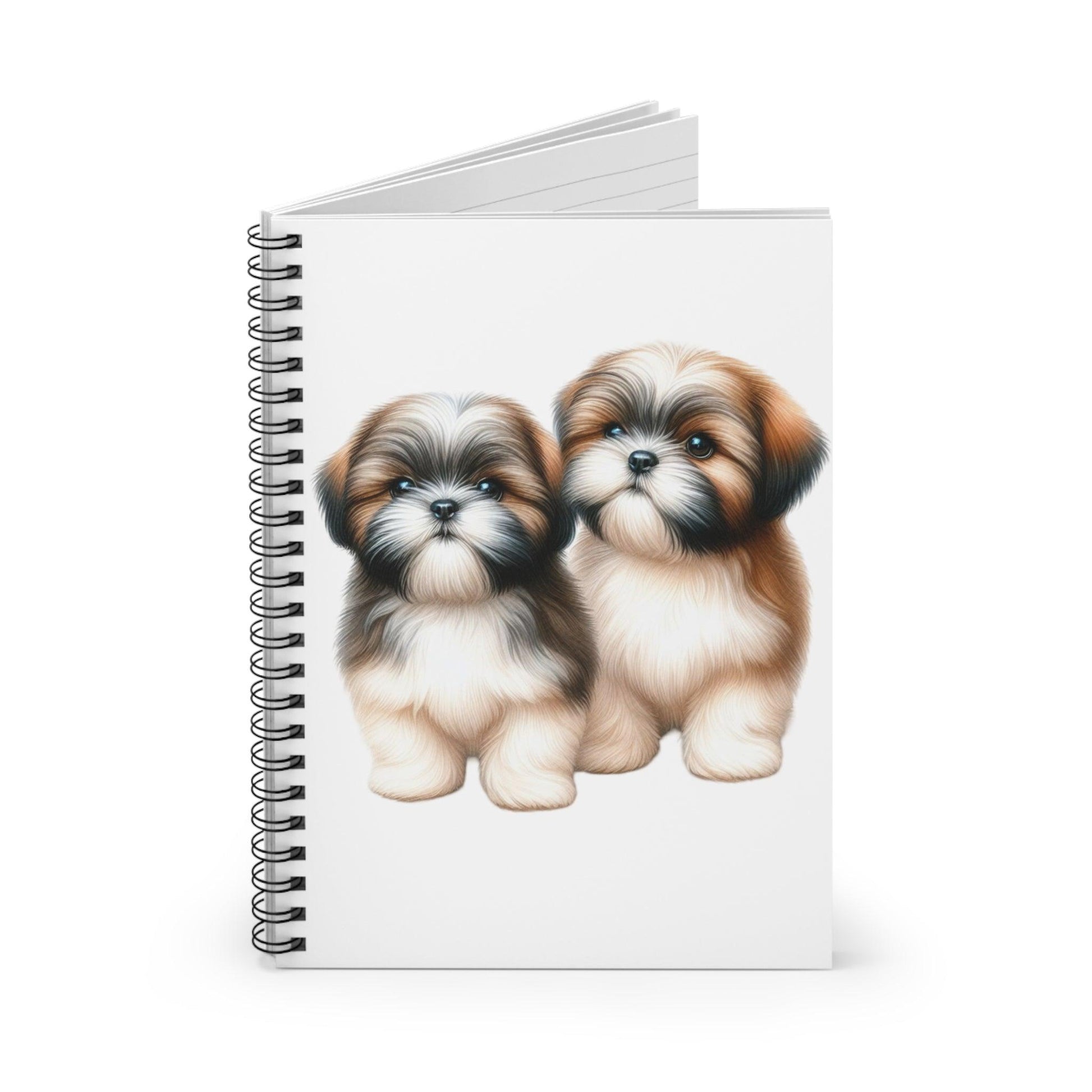 Two Babies Shih Tzu Ruled Line Spiral Notebook - Shih Tzu Gifts