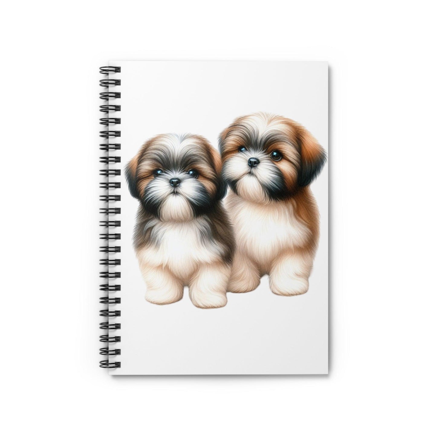 Two Babies Shih Tzu Ruled Line Spiral Notebook - Shih Tzu Gifts